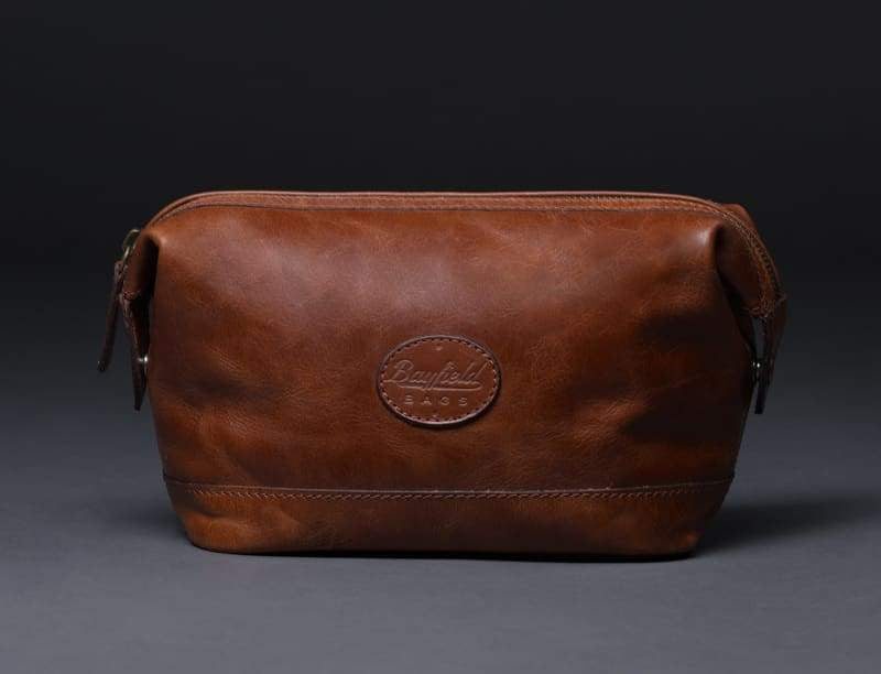 Toiletry Mens Bag – Zippered Dopp Kit Organizer – Brown Travel Shaving Kit Case - Bayfield Bags 