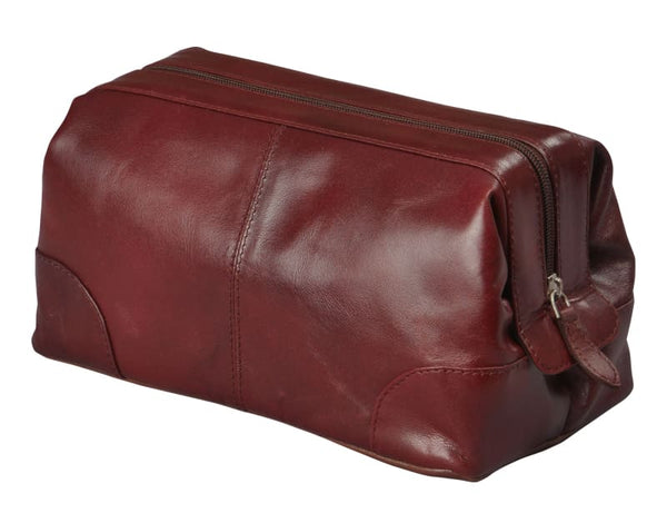 Mens Toiletry Bag Dopp Kit-Glossy Leather Vintage Men's Shave Kit Travel & Medicine Bag (10x5x5) - Bayfield Bags 