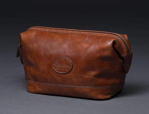 Toiletry Mens Bag – Zippered Dopp Kit Organizer – Brown Travel Shaving Kit Case - Bayfield Bags 
