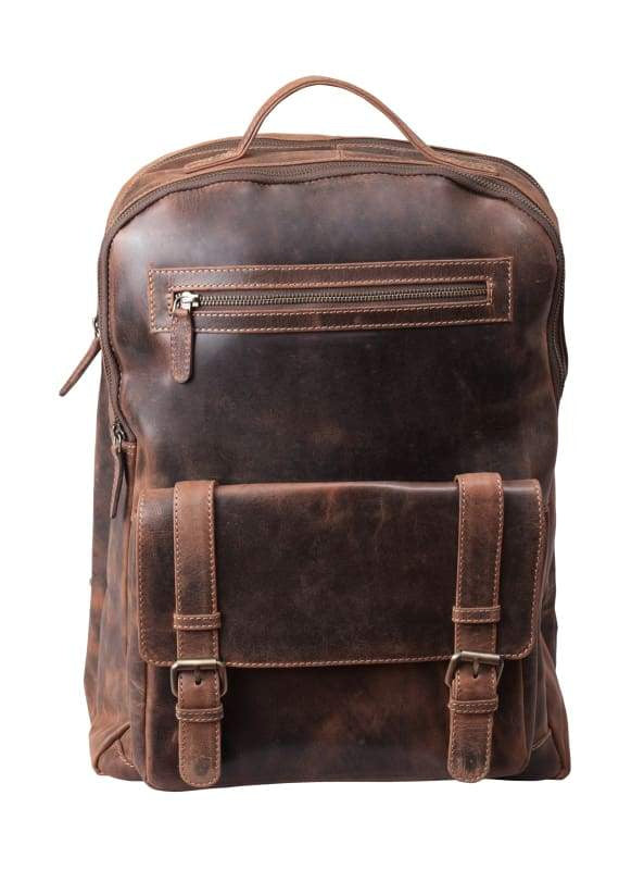 Backpack Leather Mens – Chestnut Brown Leather Laptop Bag –  Padded Compartment for 15” Laptop - Bayfield Bags 