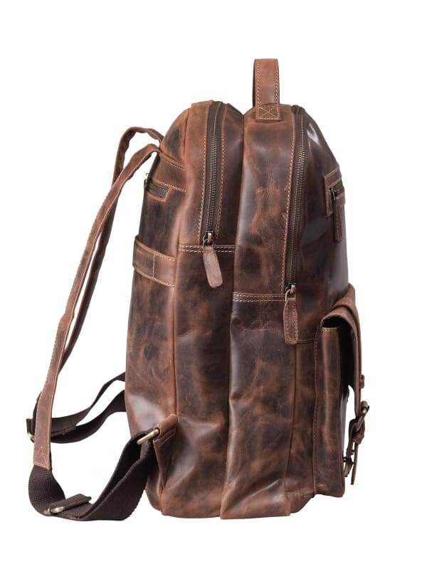 Backpack Leather Mens – Chestnut Brown Leather Laptop Bag –  Padded Compartment for 15” Laptop - Bayfield Bags 