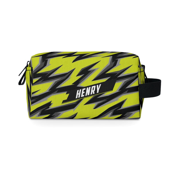 Sporty Neon Flash with Custom Name Toiletry Bag - 7.5” x 4” 3.8” - Bags Accessories, All Over Print, AOP, Bags, Cosmetics