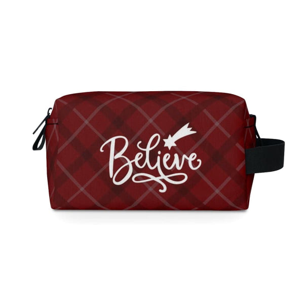 Personalized Toiletry Bag Change Purse Christmas Buffalo Plaid Monogram Makeup Believe Falling Star Decorative Pen Pouch - 7.5” x 4” 3.8” - 